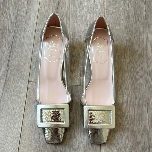 NEW Roger Vivier Belle Vivier Argento Silver Transparent Pumps Size 35 - Picture 2 of 5